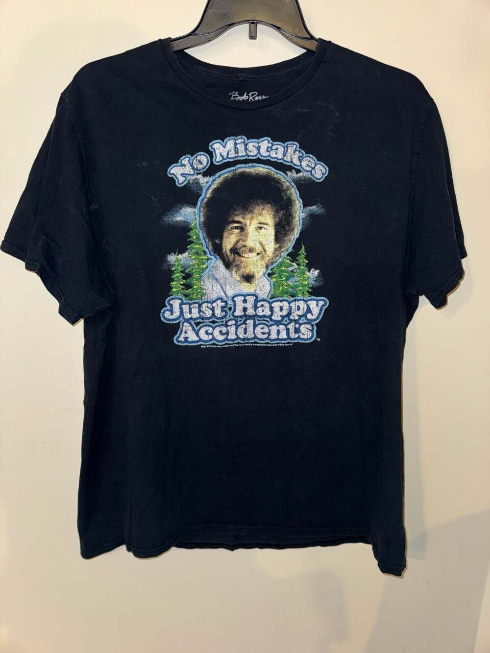 Bob Ross “No Mistakes Just Happy Accidents” Graphic T-Shirt 2XL Black